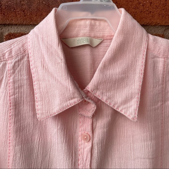 M&S Light Pink Short Sleeve Button Down Shirt - Picture 3 of 13